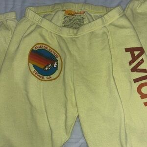 neon yellow aviator nation sweatpants